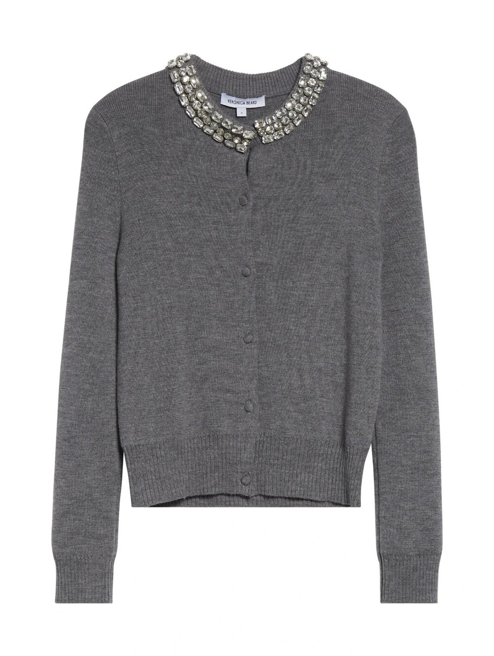 NWD, Veronica Beard Daro Embellished Merino Cardigan in Gray Sz M #S7692